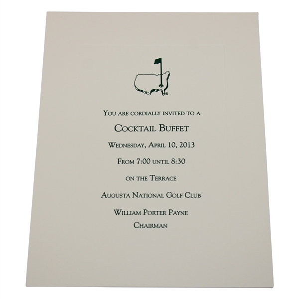 2013 Augusta National Golf Club Cocktail Buffet Invitation - April 10th