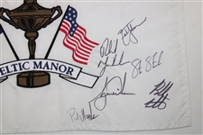 Tiger Woods & Team USA Signed 2010 Ryder Cup at Celtic Manor Flag JSA ALOA