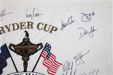Tiger Woods & Team USA Signed 2010 Ryder Cup at Celtic Manor Flag JSA ALOA