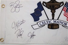 Tiger Woods & Team USA Signed 2010 Ryder Cup at Celtic Manor Flag JSA ALOA