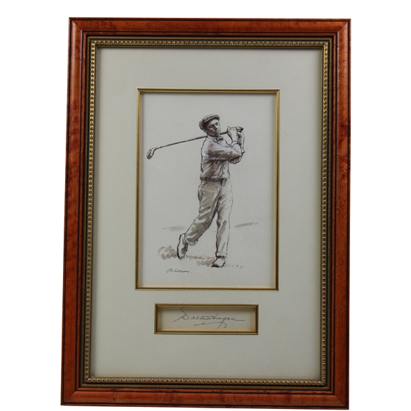 Walter Hagen Signed Cut Original Arthur Weaver Ink Display - Framed JSA ALOA