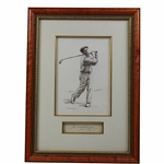 Walter Hagen Signed Cut Original Arthur Weaver Ink Display - Framed JSA ALOA