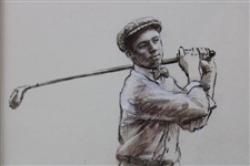 Walter Hagen Signed Cut Original Arthur Weaver Ink Display - Framed JSA ALOA