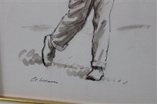 Walter Hagen Signed Cut Original Arthur Weaver Ink Display - Framed JSA ALOA