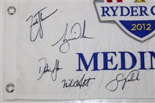 Tiger Woods & Team USA Signed 2012 Ryder Cup at Medinah CC Flag JSA ALOA