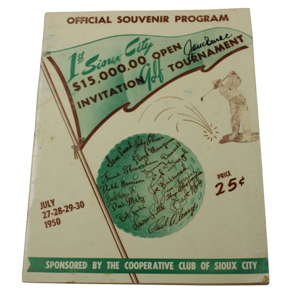 Jack Burke Signed 1950 Sioux City Invitational Tournament Official Program JSA ALOA