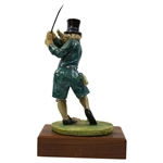1980 Goldcrest LTD 'Fresh Air Shot' Golfer Swinging Sculpture With Wooden Base