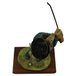 1980 Goldcrest LTD 'Fresh Air Shot' Golfer Swinging Sculpture With Wooden Base