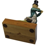 1980 Goldcrest LTD 'Fresh Air Shot' Golfer Swinging Sculpture With Wooden Base