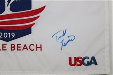 Mickelson, Thomas, DeChambeau, & 4 Others Signed 2019 US Open Pebble Beach Flag JSA ALOA