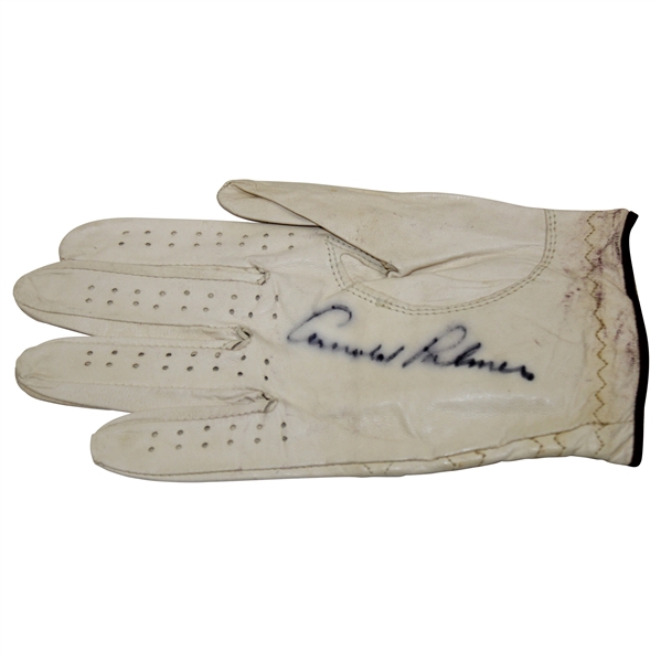Arnold Palmer Signed Classic Latrobe Umbrella Logo LH Golf Glove JSA ALOA