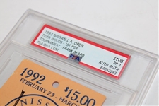 1992 Nissan LA Open Ticket Stub PSA Slabbed Tiger's 1st PGA Tournament - Signed by Frank Beard