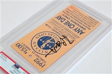 1992 Nissan LA Open Ticket Stub PSA Slabbed Tiger's 1st PGA Tournament - Signed by Frank Beard