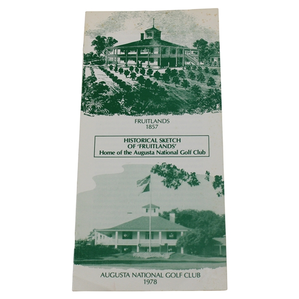 1978 Augusta National Golf Club Historical Sketch of Fruitlands Nursery Pamphlet - Only Second Weve Seen