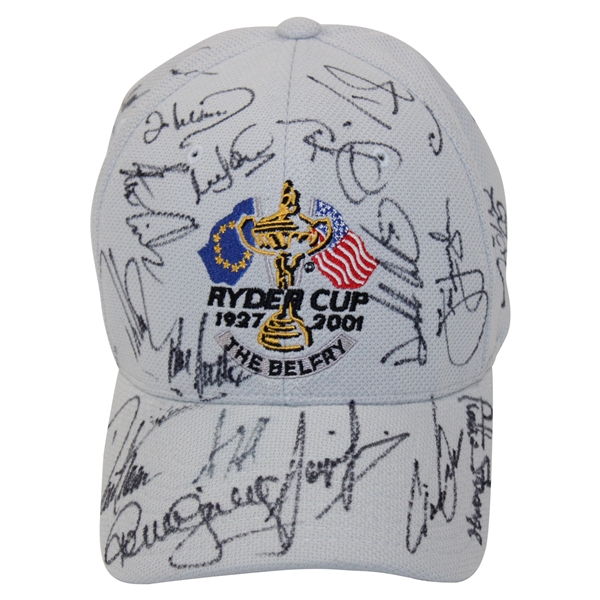 Multi Signed 2001 Ryder Cup at The Belfry Hat JSA ALOA