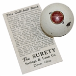 The Surety Savings & Loan Co. Golf Ball Bank with Info Card - Dover, Ohio