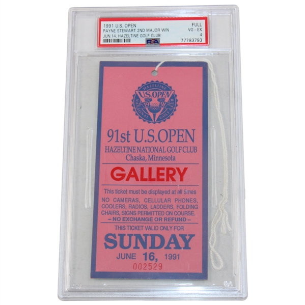 1991 US Open at Hazeltine Sunday Full Ticket PSA #77793793