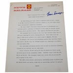 Gene Sarazen Signed 1968 Shells Wonderful World of Golf News Release Packet