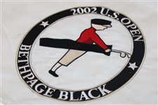 2002 US Open at Bethpage Black White Embroidered Flag - Tiger Win