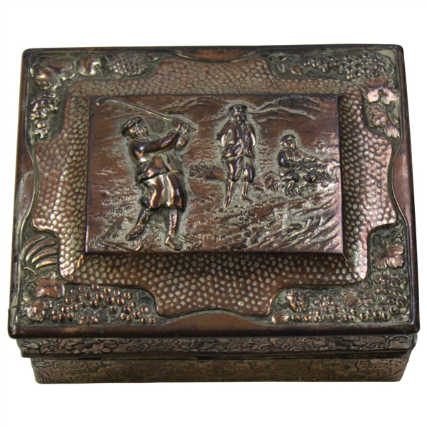 Mini Sterling Silver Ornate Box with Three Golfers On The Top