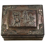 Mini Sterling Silver Ornate Box with Three Golfers On The Top