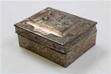 Mini Sterling Silver Ornate Box with Three Golfers On The Top