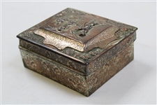 Mini Sterling Silver Ornate Box with Three Golfers On The Top