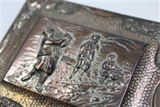 Mini Sterling Silver Ornate Box with Three Golfers On The Top