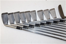 c.1965 Set of Tony Lema Clubs Irons 2-9 & Dual Wedge Woods Driver 2-3-4 Putter Brass