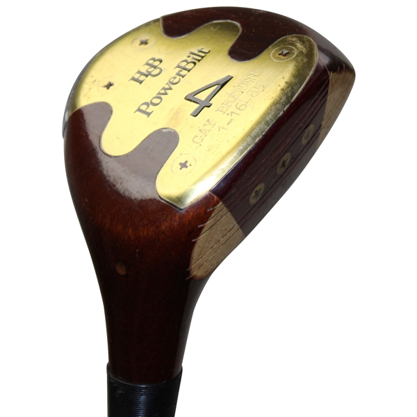 Gay Brewers Game Used H&B PowerBilt 4 Wood with Gay Brewer 1-16-85 on Sole w/Shaft Sticker