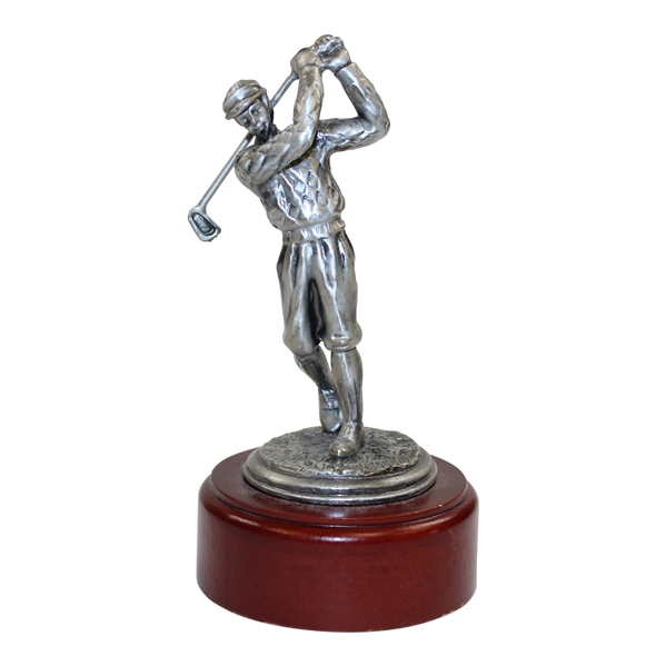 Post Swing Pewter Golf Statue on Wood Plinth