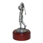 Post Swing Pewter Golf Statue on Wood Plinth