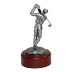 Post Swing Pewter Golf Statue on Wood Plinth