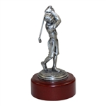 Post Swing Pewter Golf Statue on Wood Plinth