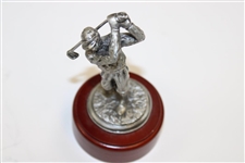 Post Swing Pewter Golf Statue on Wood Plinth
