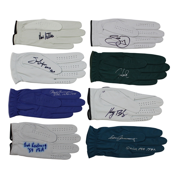 Day, January, Dufner & Five (5) other PGA Championship Winners Signed Gloves JSA ALOA