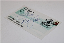 Seve Ballesteros, Jack Nicklaus & Nick Faldo Signed 1994 Oakmont Cachet JSA ALOA