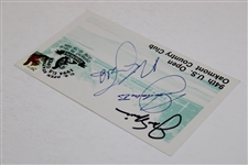 Seve Ballesteros, Jack Nicklaus & Nick Faldo Signed 1994 Oakmont Cachet JSA ALOA