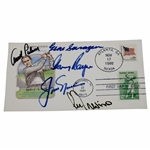 Big 3 Palmer, Nicklaus & Player Plus Trevino & Sarazen Signed Bobby Jones Cachet JSA ALOA
