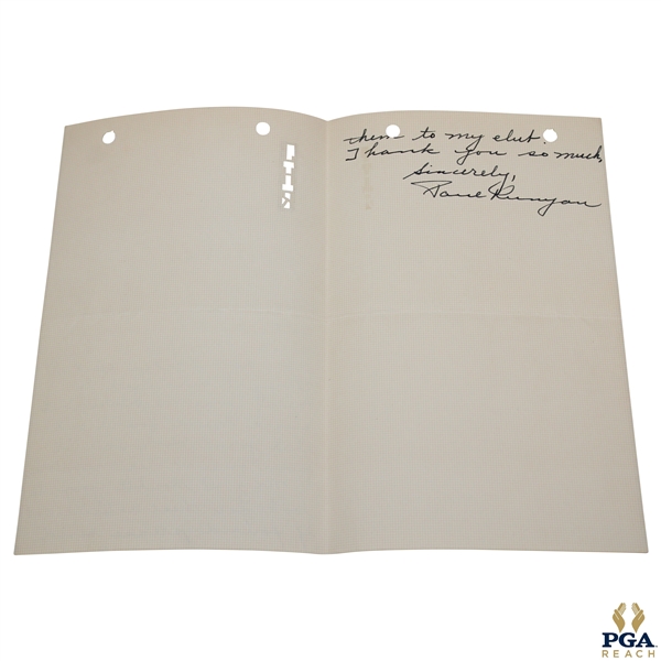 Paul Runyan Signed 1935 Handwritten Letter to George 9/30 JSA ALOA