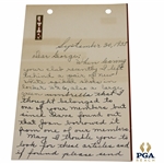 Paul Runyan Signed 1935 Handwritten Letter to George 9/30 JSA ALOA