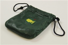 Masters Tournament Logo Leather Valuables Dk Green Drawstring Pouch