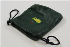 Masters Tournament Logo Leather Valuables Dk Green Drawstring Pouch