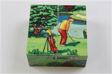 1991 Jeff Samborski Ltd Ed Handmade Solid Maple Golf Themed Cube Puzzle Dice #38/350