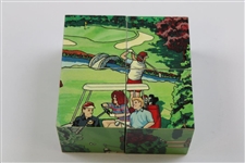 1991 Jeff Samborski Ltd Ed Handmade Solid Maple Golf Themed Cube Puzzle Dice #38/350
