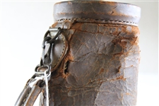 c.1905 Unique Spalding Leather Golf Bag with Spalding Baseball Stamp on Base
