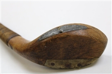 c.1885 Tom Morris Driver with Sheep Skin Grip, Rams Horn Sole Insert, & Shaft Stamp
