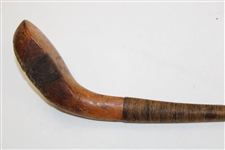 c.1885 Tom Morris Driver with Sheep Skin Grip, Rams Horn Sole Insert, & Shaft Stamp