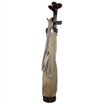 c.1928 Old Bag With Nine (9) Wood Shaft Clubs - Three (3) Woods & Six (6) Irons