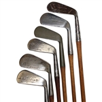 c.1928 Old Bag With Nine (9) Wood Shaft Clubs - Three (3) Woods & Six (6) Irons